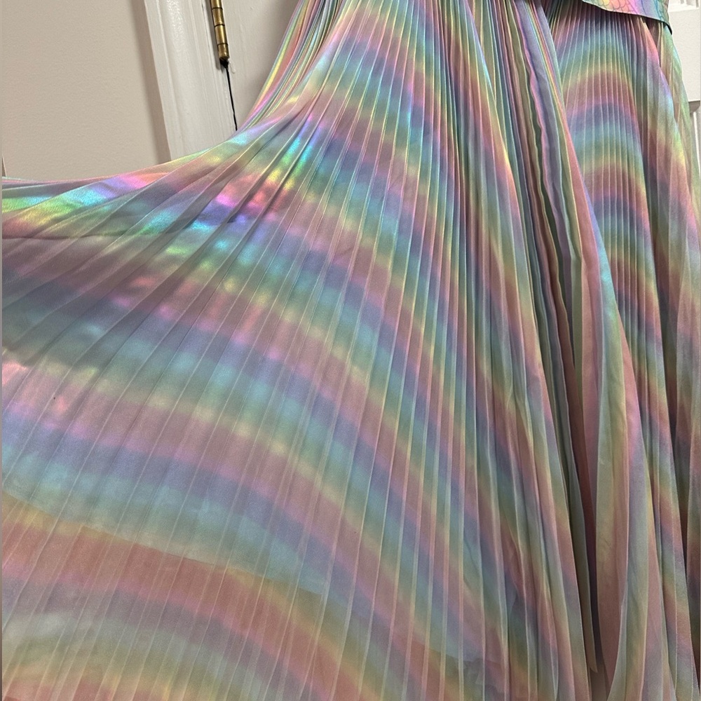 Iridescent Pleated Maxi Skirt
